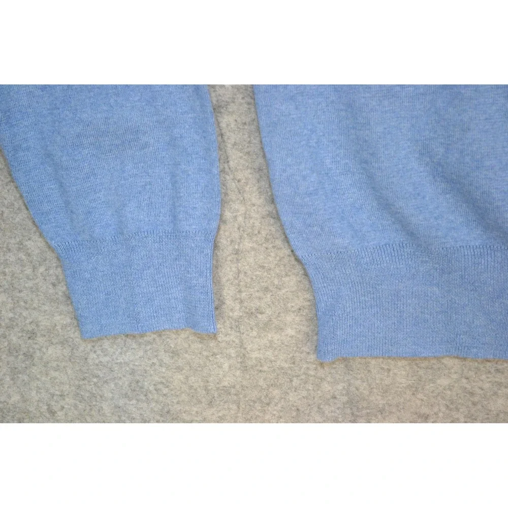 VTG Polo Ralph Lauren Sweater Mens L Blue‎ Pure Pima Cotton V Neck Knit Pullover